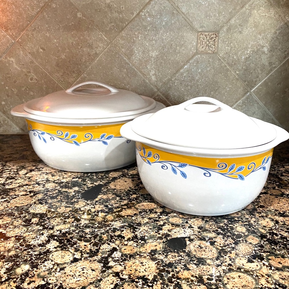 New Corning Corelle 2-1/2 Qt. & 1-1/2 Qt. Round Casserole Dish with Lid